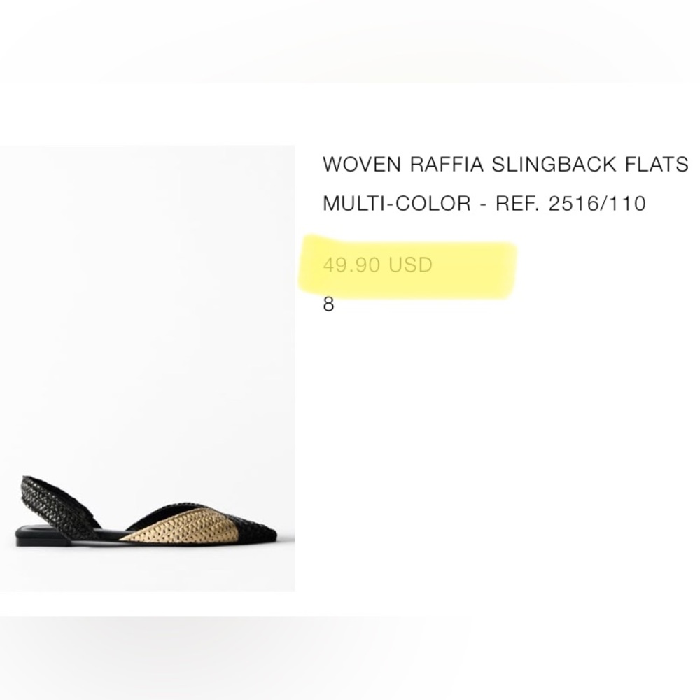 ZARA NEW W/Tag Woven Slingback